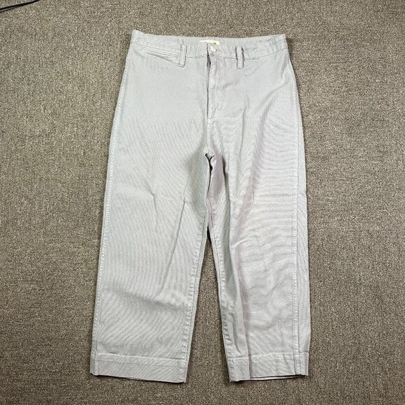 Madewell Slim Emmett Wide Leg Crop Pants in Light Blue Grey Size Womens 32 - Picture 1 of 6